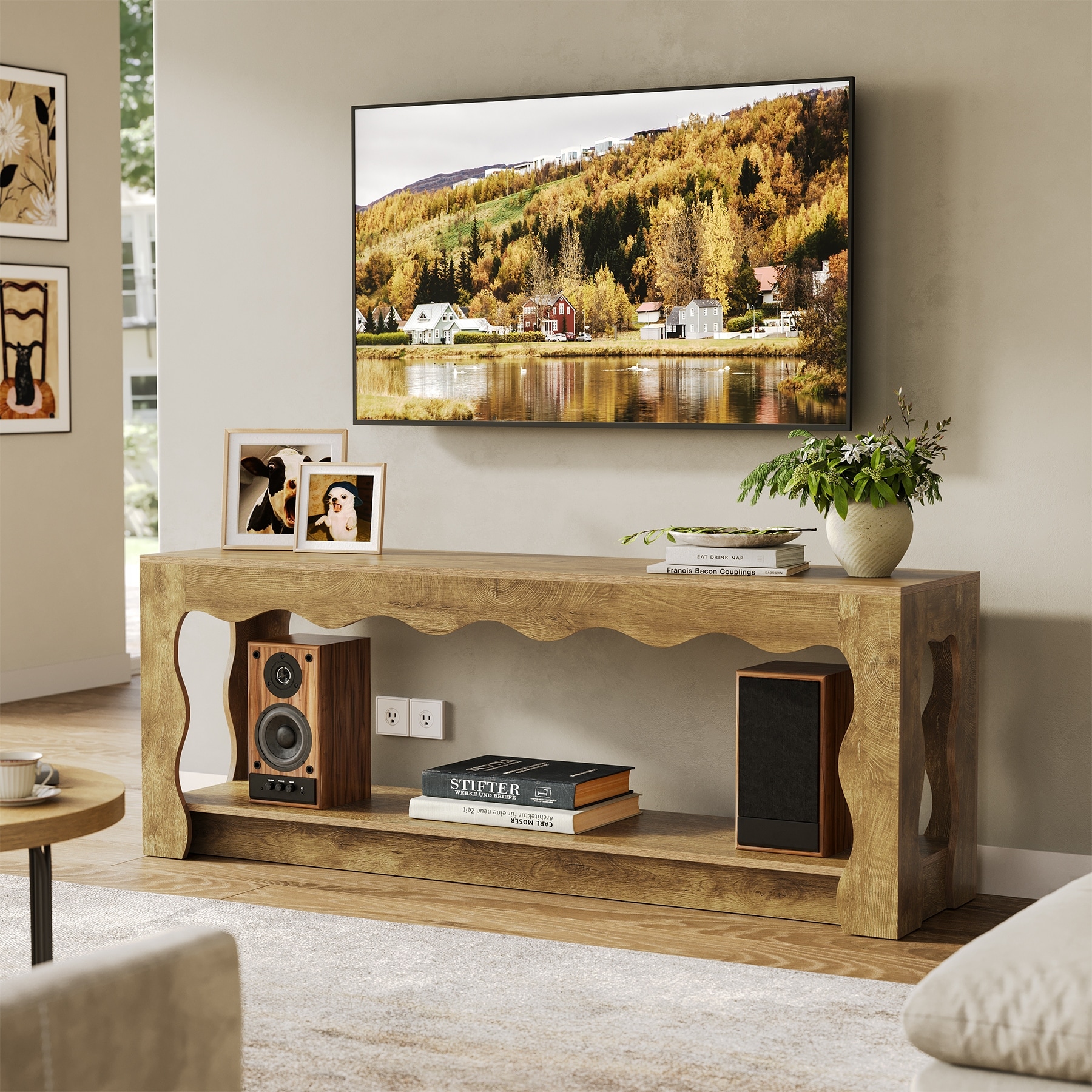 TV Stand for 65 Inch TV, Entertainment Center with Storage Cabinets