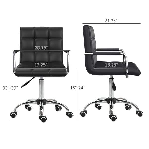 Home Office Chair with Wheels, Executive Desk Chair with PU Leather and Adjustable Height, Ergonomic Upholstered Task Chair