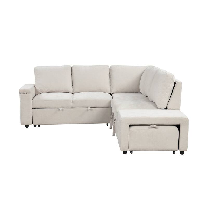Multi-functional L-shaped Sofa with USB Ports, Storage, and Cup Holders