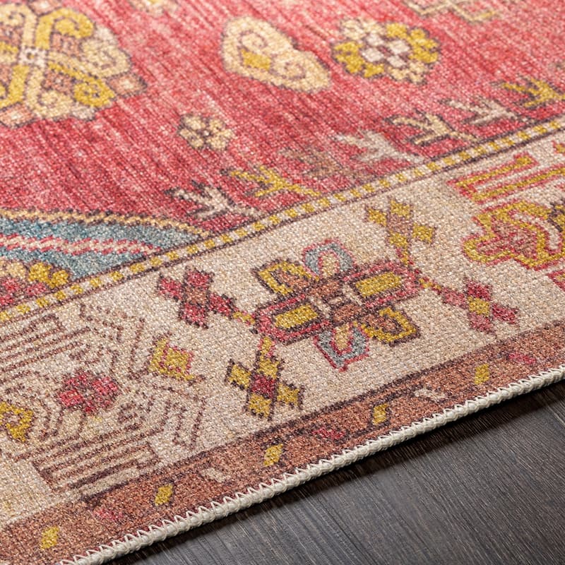 Livabliss Traditional Amelie Medallion Washable Area Rug