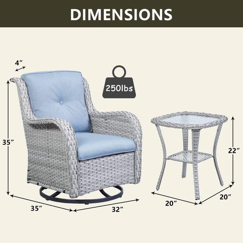 Outdoor Swivel Rocker Patio Chairs with Table Set of 2