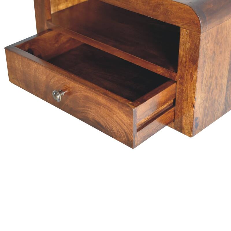 Artisan Furniture Solid Wood Chunky Chestnut Floating Bedside, 1 Drawer and 1 Shelf