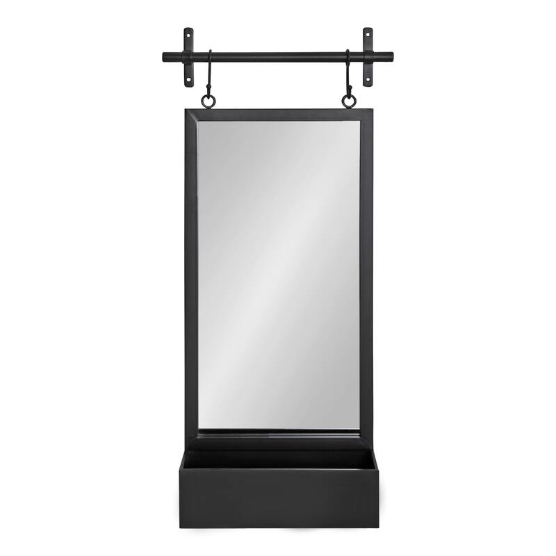 Kate and Laurel Gammons Hanging Farmhouse Wall Mirror with Lower Shelf