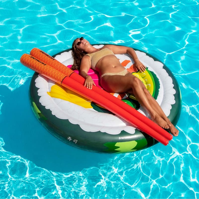 60" Inflatable Sushi Roll Island with Chopsticks Swimming Pool Float