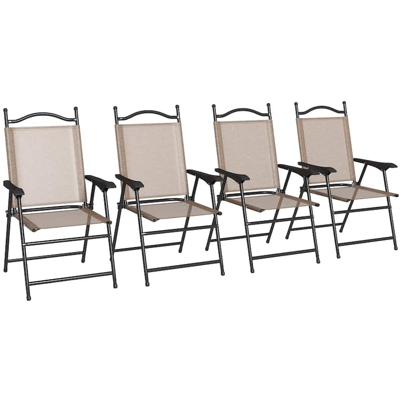 Outsunny Folding Patio Chairs, Set of 4 Sports Chairs for Adults, Camping Chairs