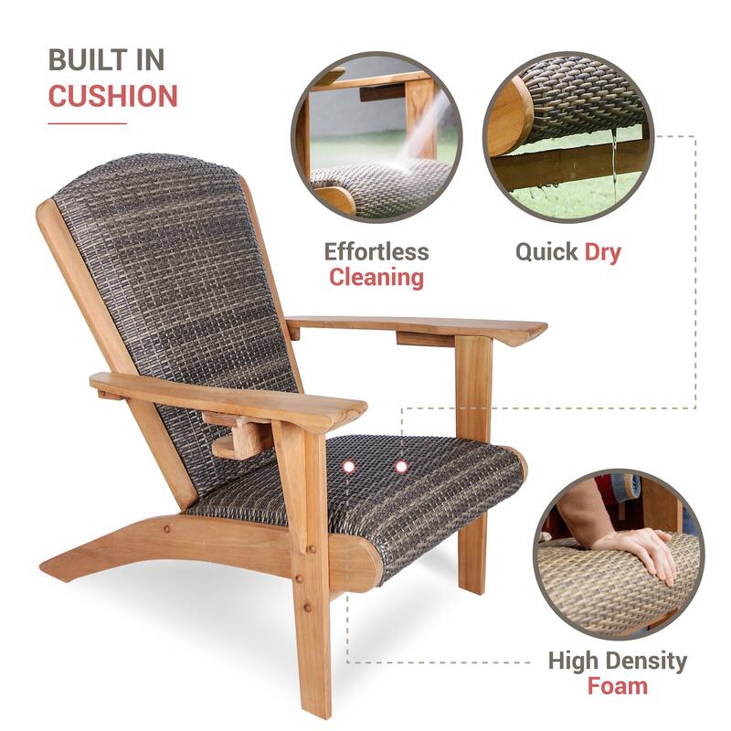 Cambridge Casual Auburn Set of 4 Upholstered Teak Outdoor Adirondack Chair Set