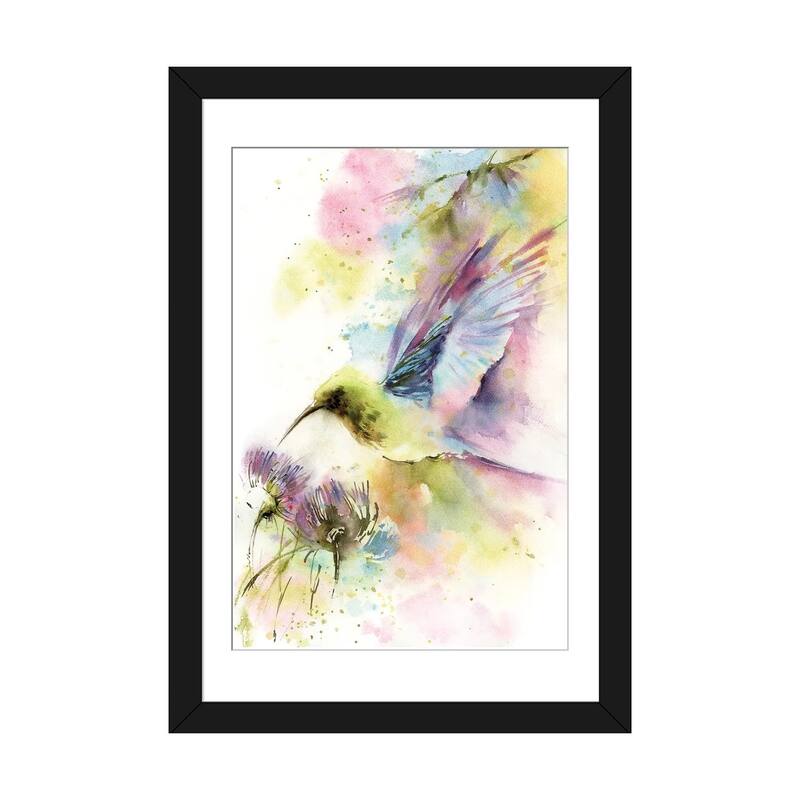 iCanvas "Hummingbird In Pastel Colors" by Sophie Rodionov - Black - 32x24x1