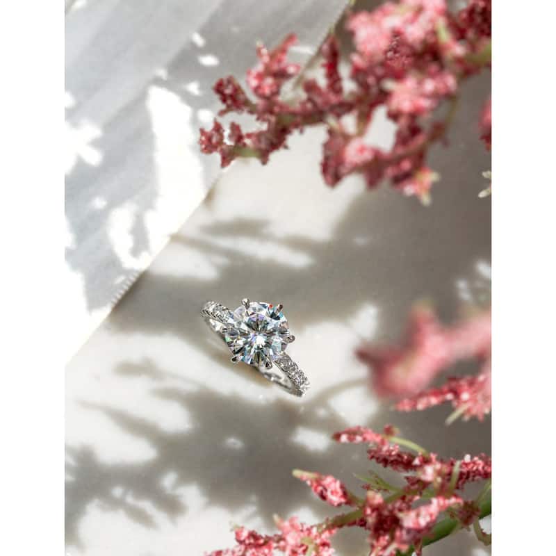 Kobelli 3.6 Carats Moissanite & Lab Grown Diamond 14k Solid Gold Round 6-Prong Tulip Tiffany Engagement Ring