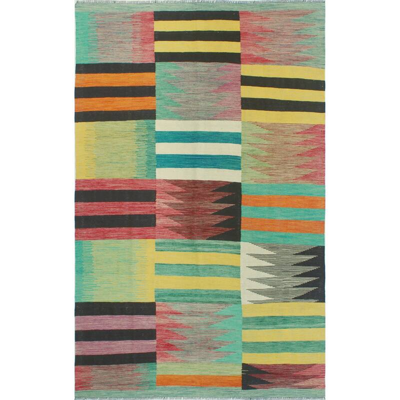 Flatweave Addison Red/Ivory Rug - 6'4" x 9'11"