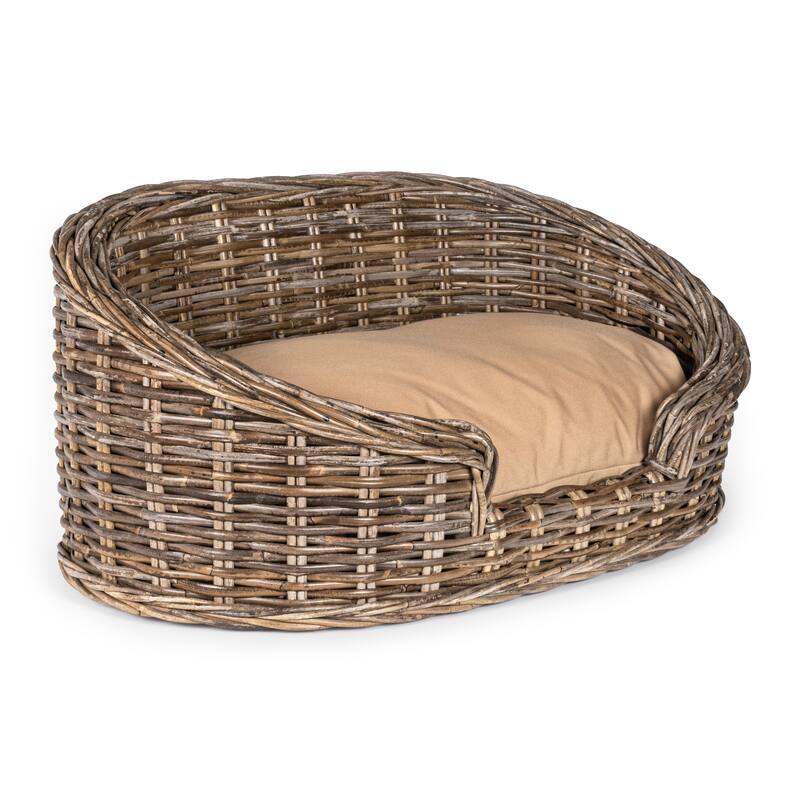 Handwoven Dog Bed with Machine-Washable Cushion