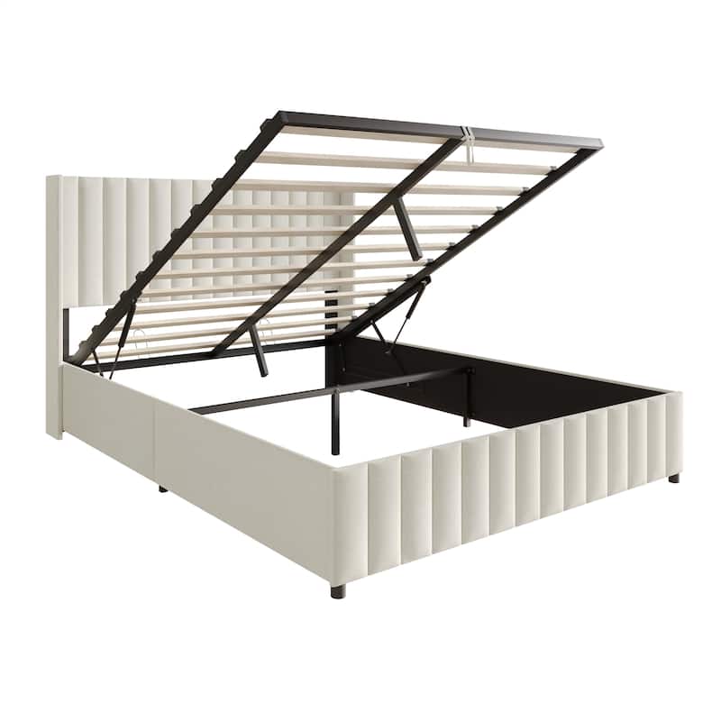 CraftPorch Minimalist Wingback Platform Lift Up Storage Bed