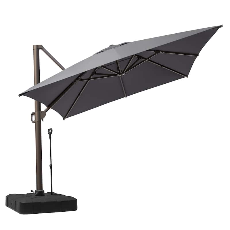 13 ft x 10 ft Outdoor Luxury Aluminum Patio Cantilever Offset Umbrella with Base