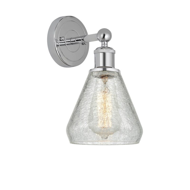 Innovations Lighting 616-1W-13-6 Conesus Sconce Conesus 13" Tall Wall - Polished Chrome / Clear Crackle