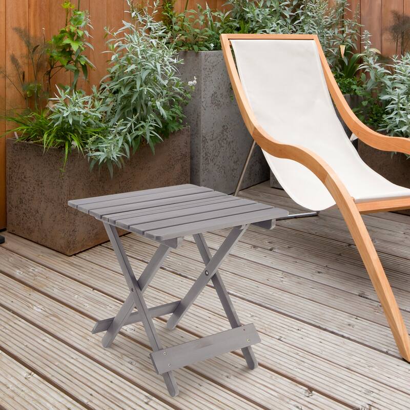 Folding Square table Patio Outdoor solid wood table for Backyard, Balcony, Portable Design Space