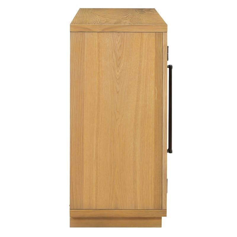 60” Farmhouse 4-Door Large Storage Vintage Sideboard with Metal Handles and Adjustable Shelves