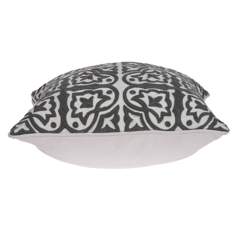 Moroccan Square Throw Pillow - 20" - Gray and White