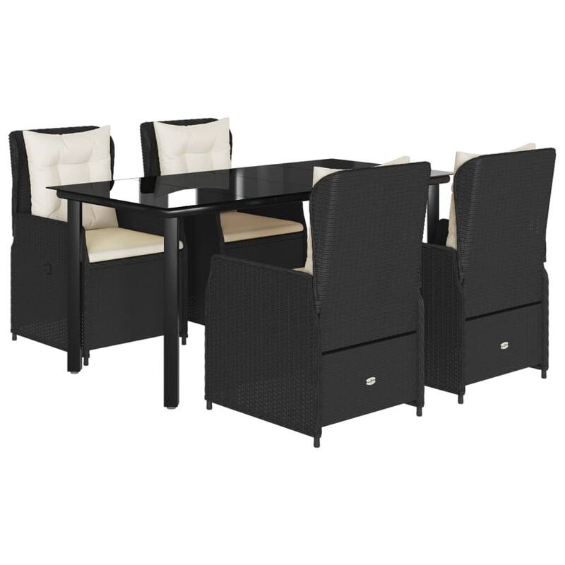 vidaXL Garden Dining Set Black, Cream White - 31.5 x 63.0 x 29.1 in