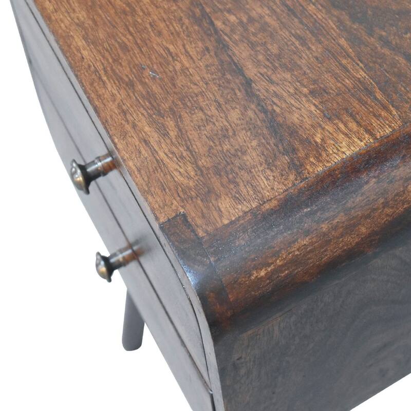 HomeRoots 22" Walnut Solid Wood Square Two Drawer Nightstand