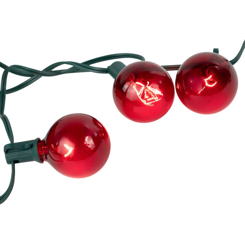 10-Count G50 Globe Christmas Patio Lights- 9ft Green Wire - 9'