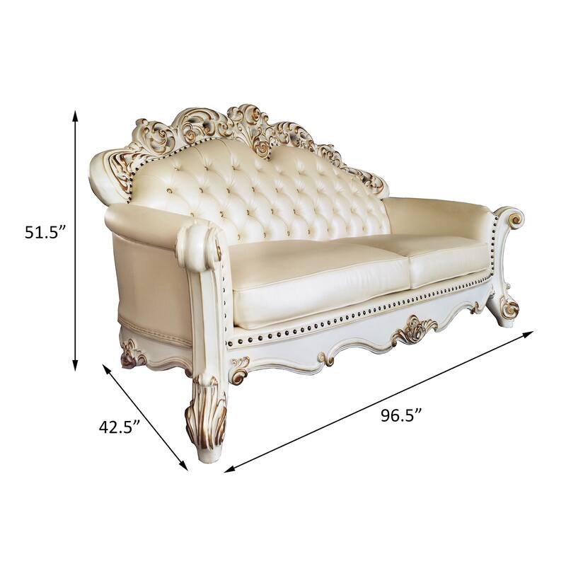 Casada Champagne and Antique Pearl Sofa with 5-Pillow