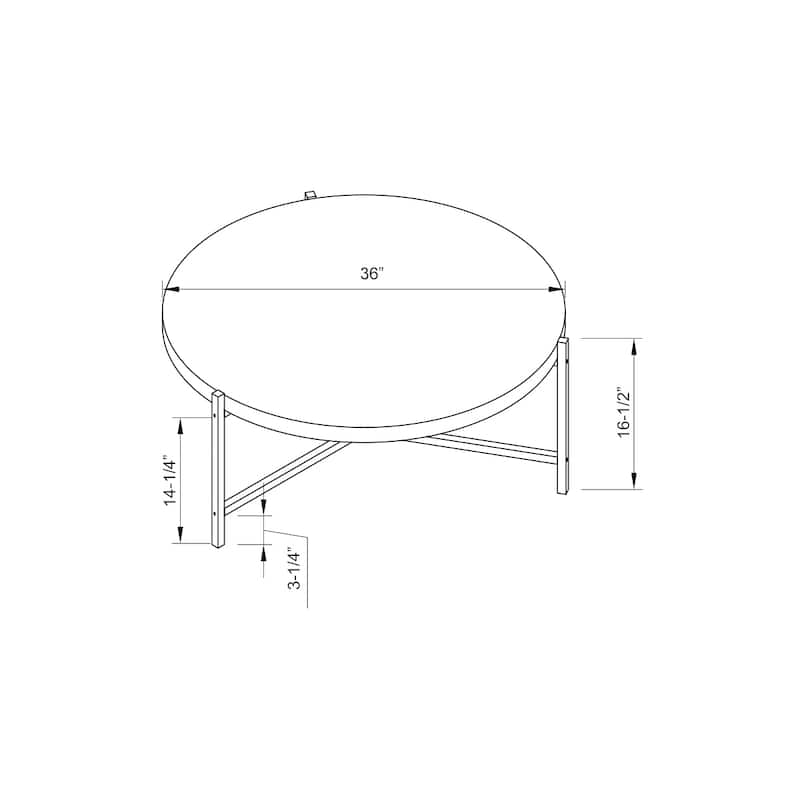 HomeRoots 37" Natural And White Metal Round Coffee Table - 36.5