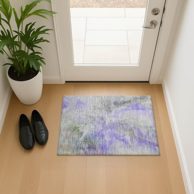 Premium Washable Super Soft Abstract Modern Mayfield Rug - Lavender - 1'8" x 2'6"