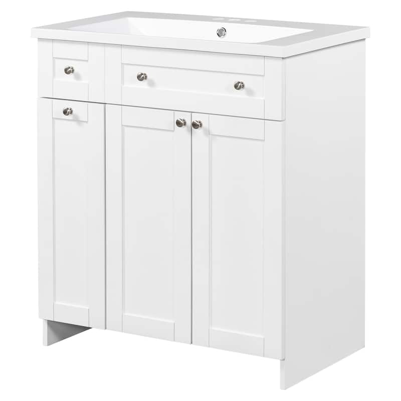 30 Inch MDF Freestanding Bathroom Vanity Set in White/ Grey/ Blue