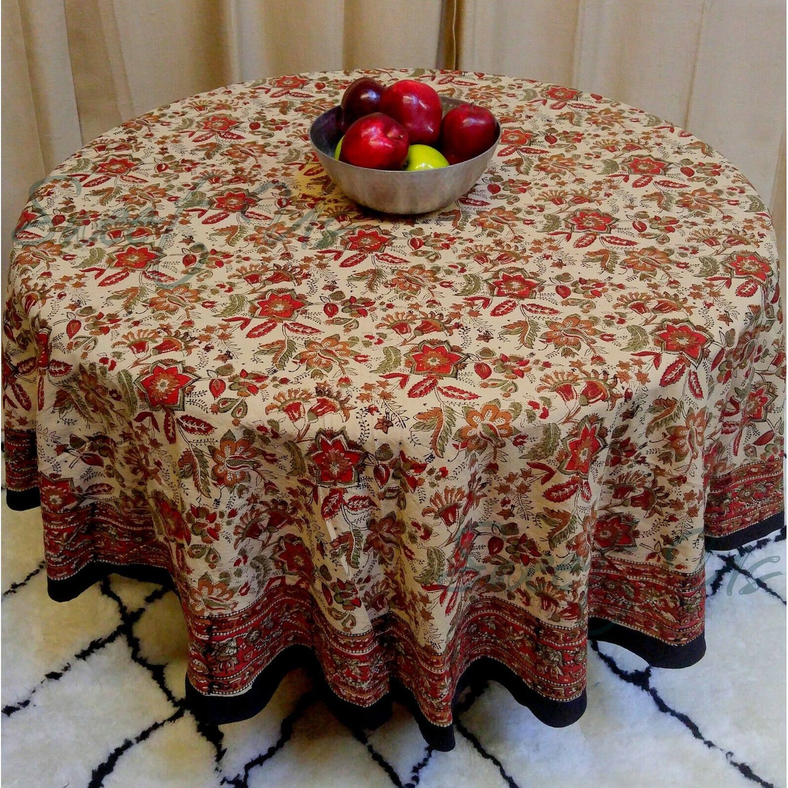 Tablecloths Jaipur Block Print Round Cotton Tablecloth 72 Autumn Colors Home Garden Umiguide Com