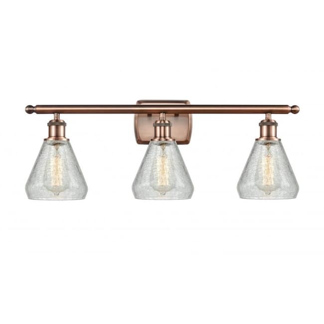 Innovations Lighting Conesus 3 Light 26" Wide Bathroom Vanity Light - Antique Copper / Clear Crackle