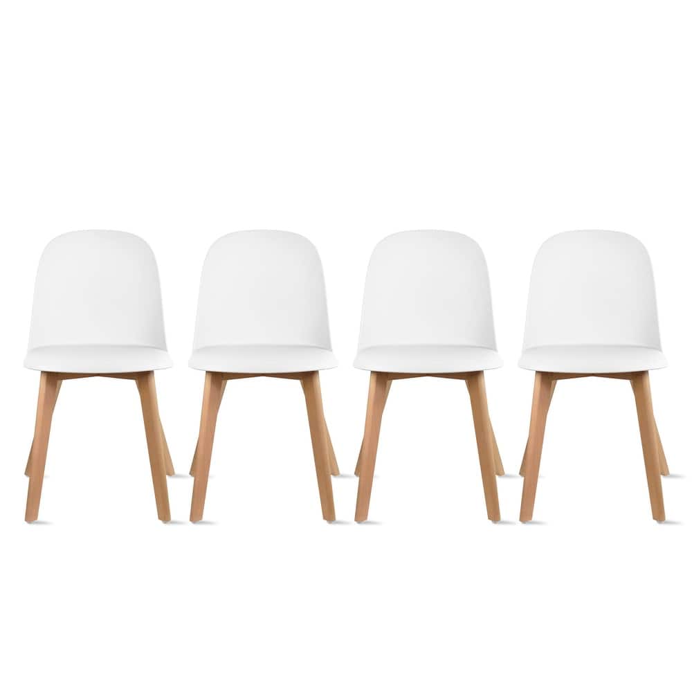 Set of 4 Plastic Dining Side Chair Wood For Event Kitchen Office Event Garden Patio Cafe Indoor Outdoor