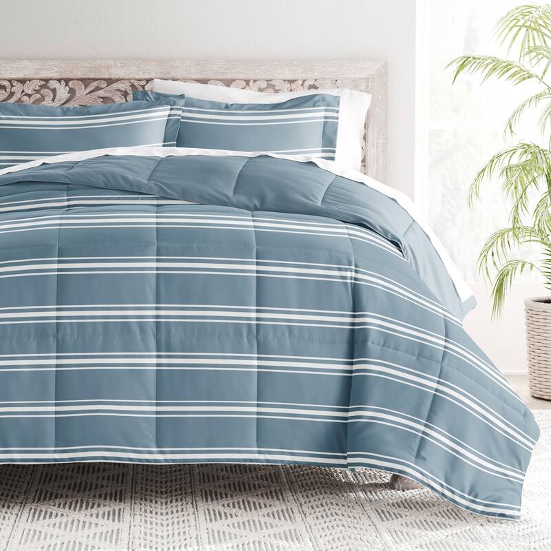 Becky Cameron Reversible Down-Alternative Comforter in Ombre and Soft Stripe