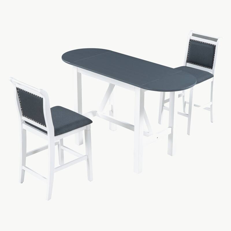 3-Piece Wood Counter Height Drop Leaf Dining Table Set
