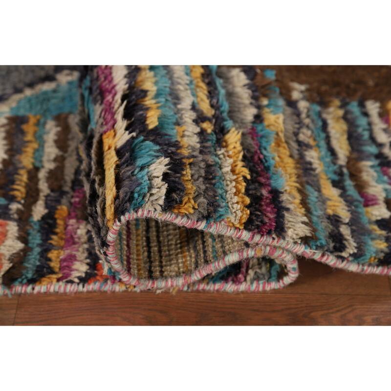 Colorful Plush Moroccan Oriental Area Rug Handmade Wool Carpet - 7'0" x 11'2"