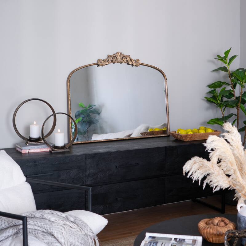 40" x 31" Classic Design Gold/Black Arch Mirror and Baroque Inspired Frame