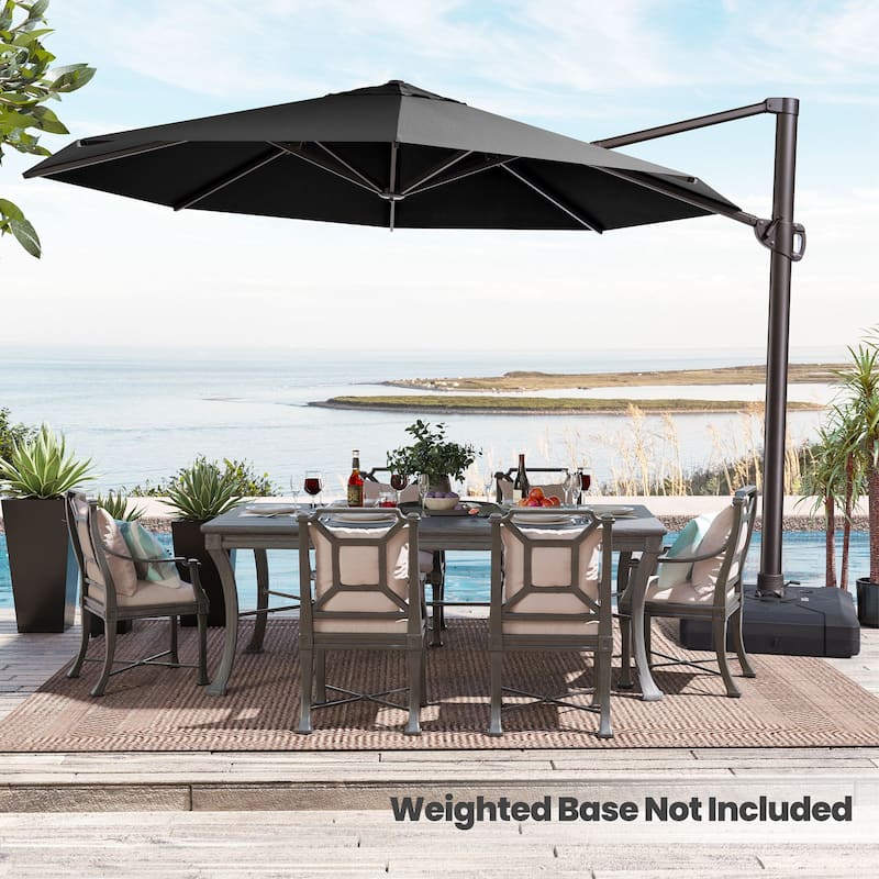Crestlive Products 11.5ft Round Cantilever Patio Umbrella with 7-position Adjustment and 360-degree Rotation