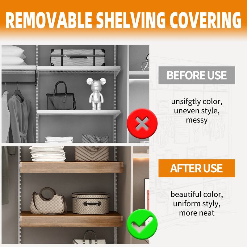 5 Pcs Wire Shelf Covers, Foamed PVC Wire Rack Covers for Removable Closet (Not Wood), Pantry Shelves for Cabinet Bathroom