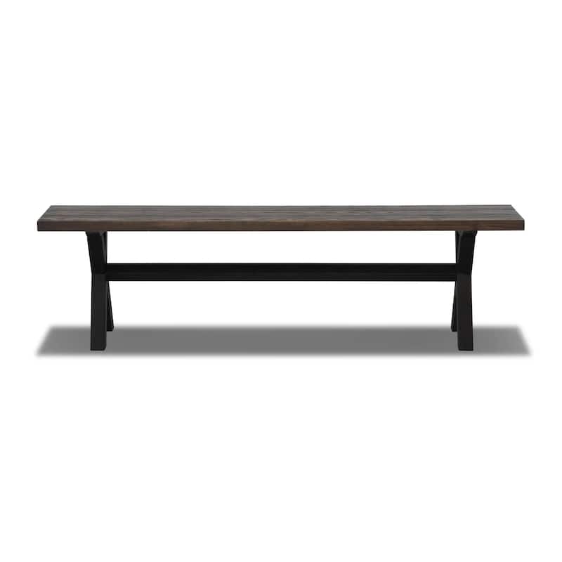 Cascais Solid Wood Bench with Trestle Base - Brown Oak/Black Oak