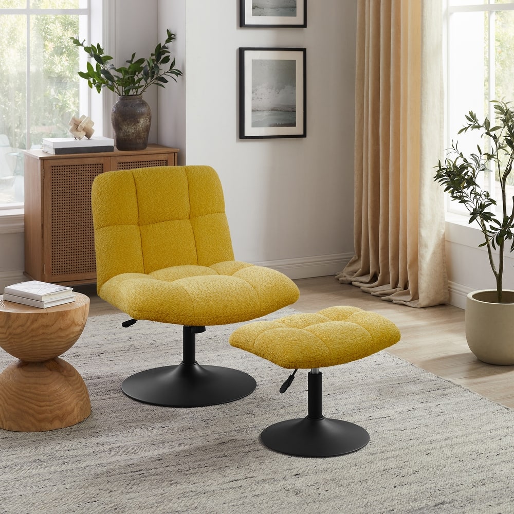 Art Leon Fabric Swivel Accent Chair with Ottoman