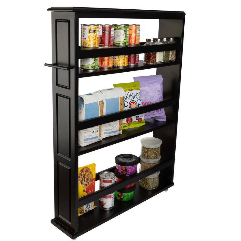 Lavish Home 4 Tier Slim Rolling Storage Cart with Handle and Wheels - Black
