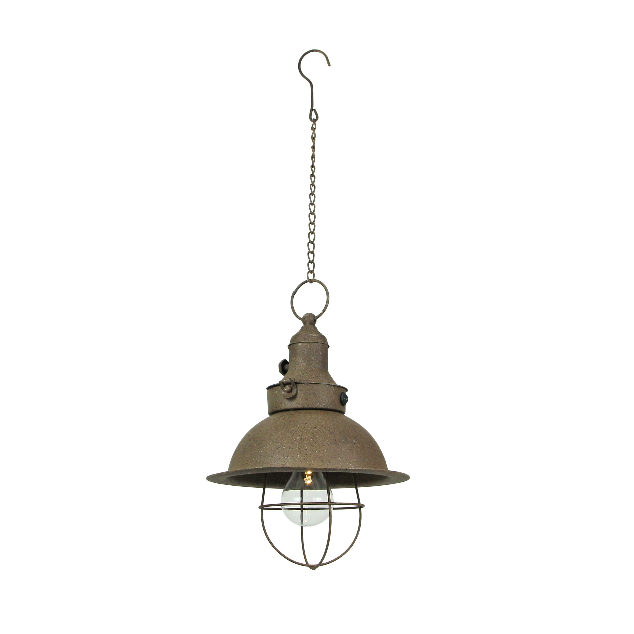 Rustic double cage dome farmhouse pulley battery operated led pendant light discount