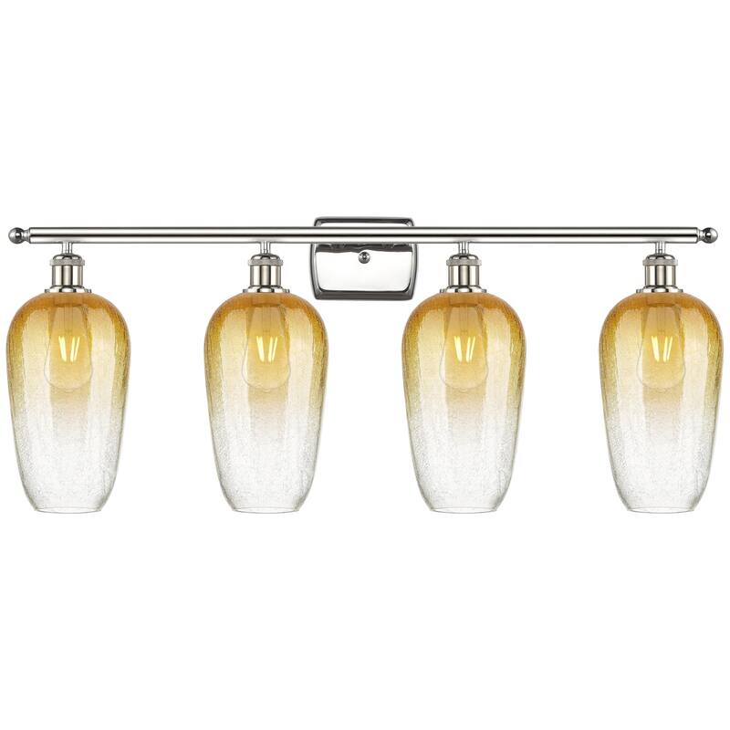 Innovations Lighting 516-4W-16-37 Brookhaven Flute Vanity Brookhaven - Polished Nickel / Amber
