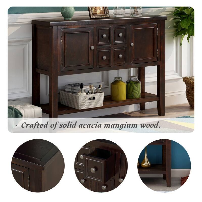 46" Console Sofa Table Sideboard with Storage Drawers Cabinets & Shelf