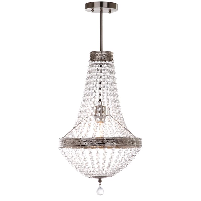 SAFAVIEH Lighting Alethea Grand 1-Light Nickle/ Clear Pendant Lamp - 11.75"x11.75"x26.25" - Nickel/Clear - 12Wx12Dx26H