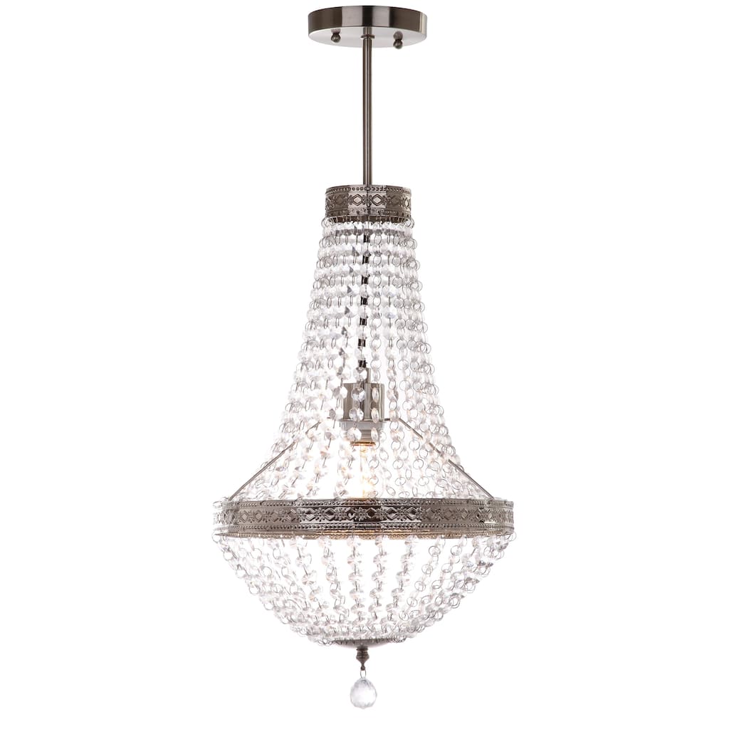 SAFAVIEH Lighting Alethea Grand 1-Light Nickle/ Clear Pendant Lamp - 11.75"x11.75"x26.25" - Nickel/Clear - 12Wx12Dx26H