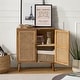 preview thumbnail 8 of 28, Woodland Multifunctional Rattan-Accented 2-Door Storage Stackable Buffet Cabinet with Solid and Wood Frame by HULALA HOME