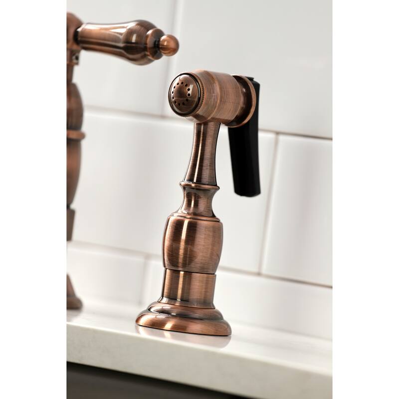 Kingston Brass Heritage Bridge Kitchen Faucet with Brass Sprayer