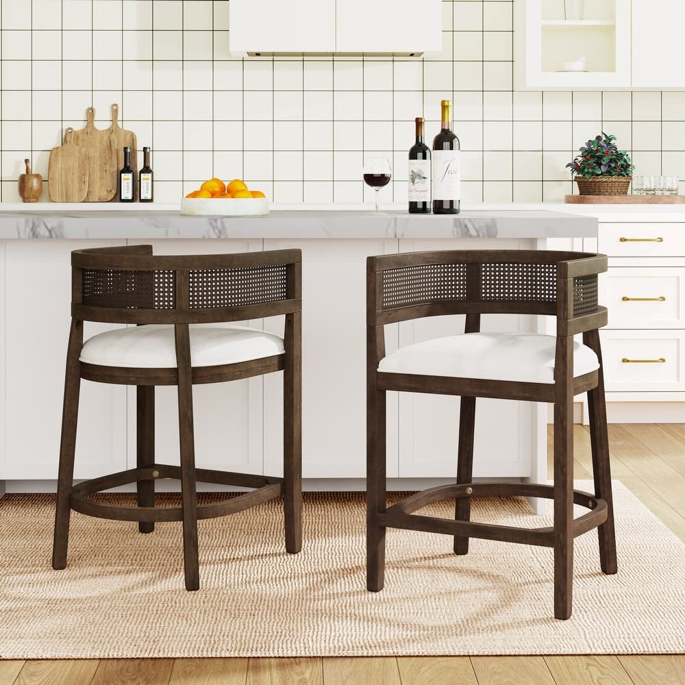 Christopher Knight Home- Noweta Wood Counter Stool with Arms Set of 2