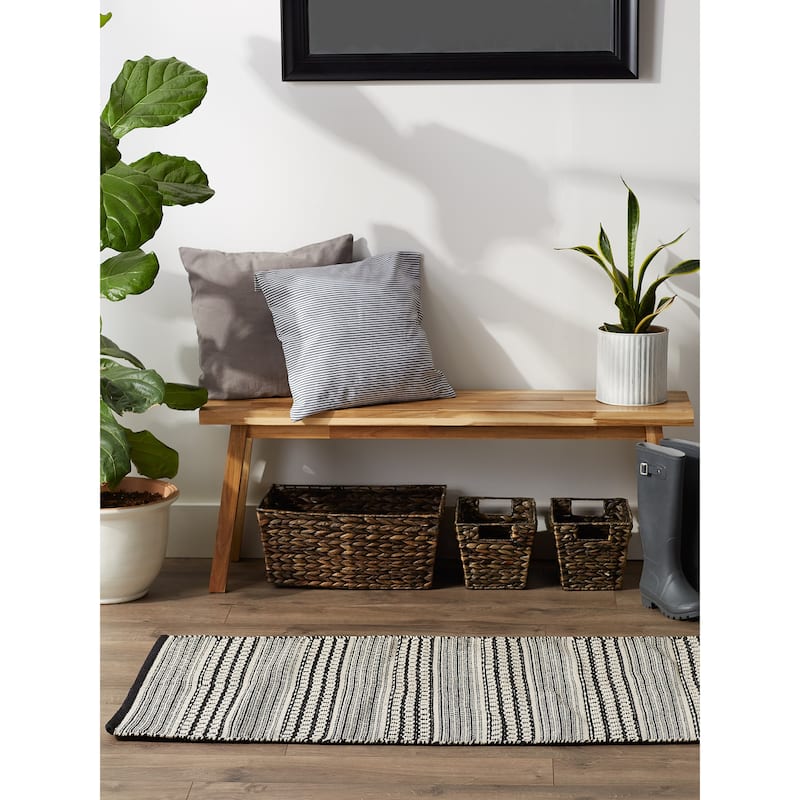 DII Stone Dobby Stripe Hand-Loomed Rug 2ft 6inx6 Ft - 36.0 In. L X 24.0 In. W X 0.2 In. H