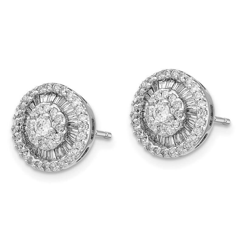 Curata 14k White Gold Diamond Earrings - 10x10mm Wide