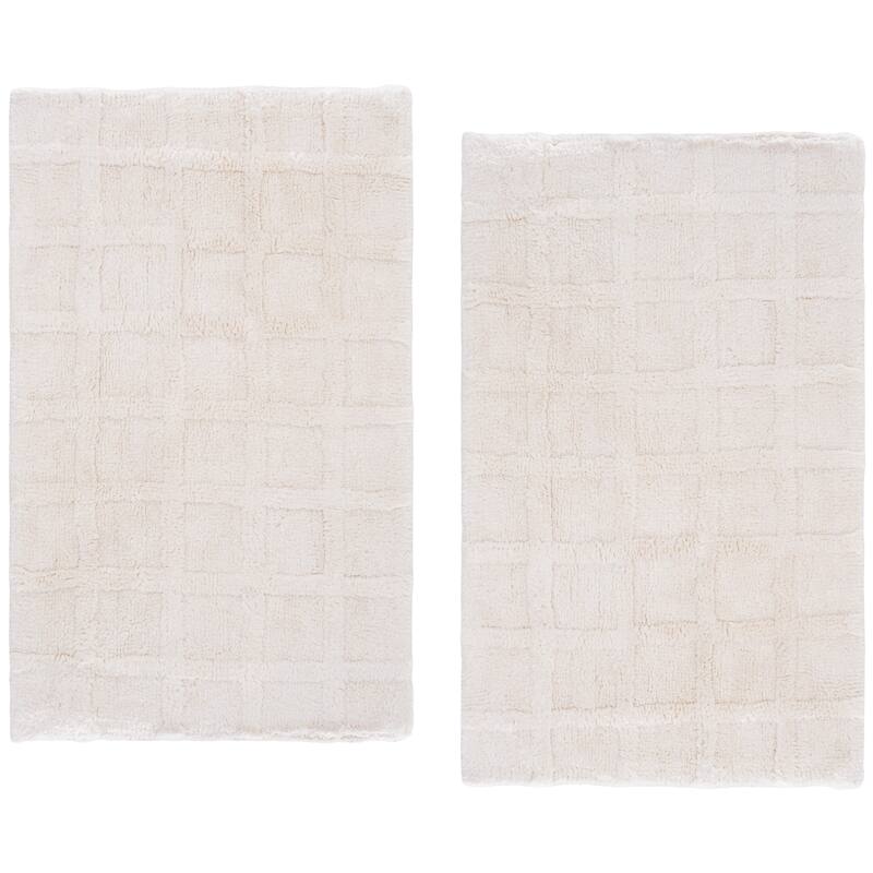 SAFAVIEH Home Quinn Waffle Grid Bathmat (Set of 2) - White - 21"W x 34"L